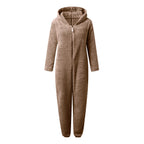 Women's Hooded Corduroy Jumpsuit - Fleece Lined Cat Ear Onesie with Pockets, Nine Colours, S-5XL - Amora