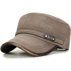 Cotton Flat Cap - Adjustable Short Brim Baker Boy Hat, Blue, Khaki, Black or Brown - Amora