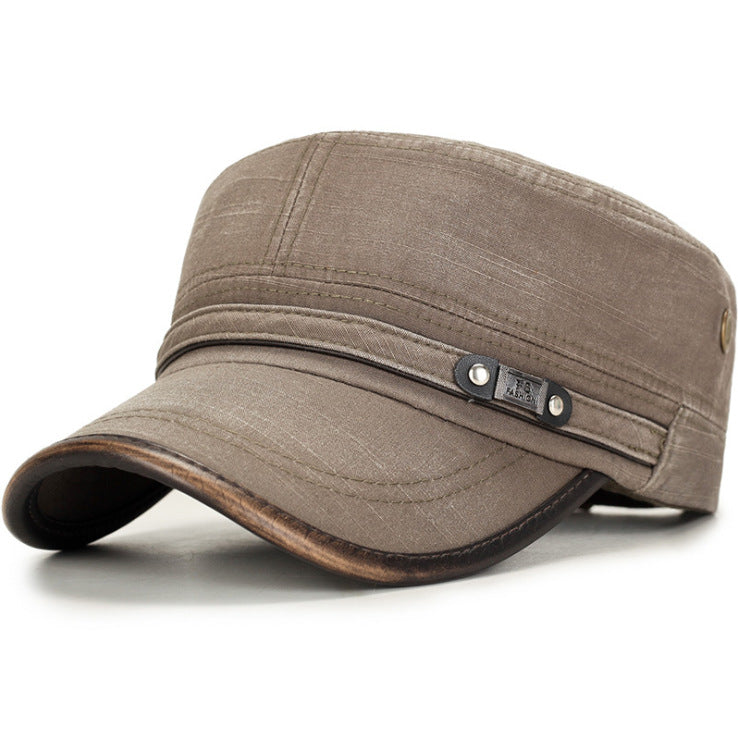 Cotton Flat Cap - Adjustable Short Brim Baker Boy Hat, Blue, Khaki, Black or Brown - Amora