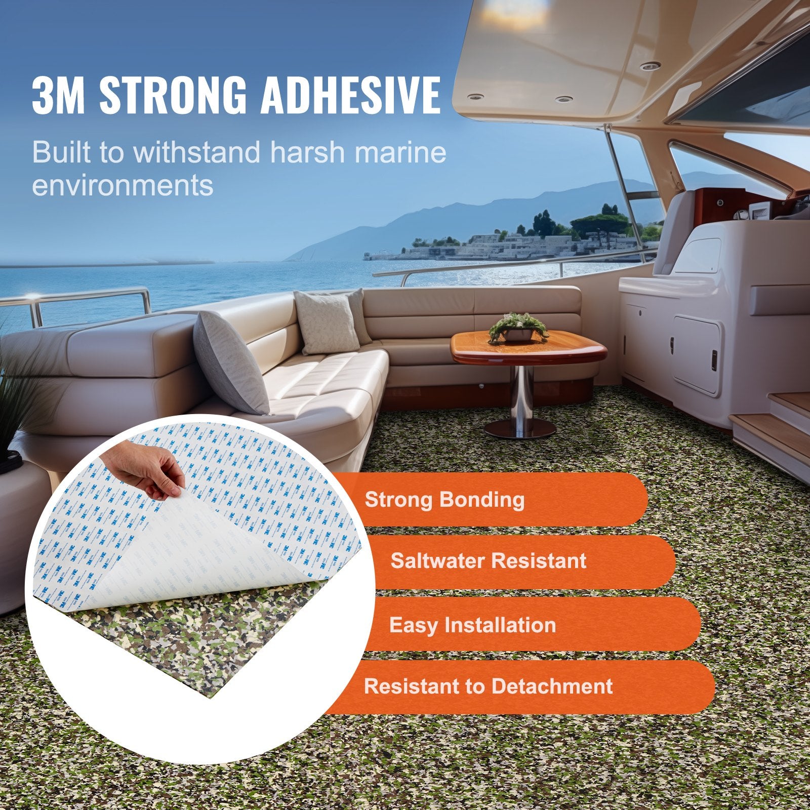 Boat Flooring, EVA Foam Boat Decking 94.5" X 23.6", Non-Slip Self-Adhesive Flooring, 31.1Sq.Ft 2 Rolls of Marine Carpet for Boats, Yacht, Pontoon, Kayak Decking