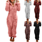 Women's Hooded Corduroy Jumpsuit - Fleece Lined Cat Ear Onesie with Pockets, Nine Colours, S-5XL - Amora