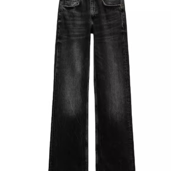 Women's Mid Waist Wide Leg Jeans - Retro Straight Leg Floor Length Denim, Six Colours, XS-L - Amora