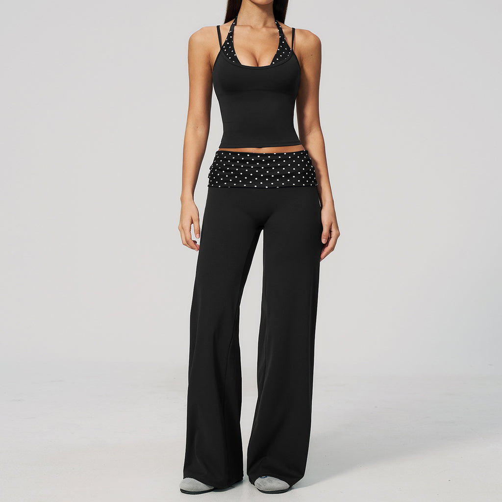 Women's Yoga Tank and Pilates Leggings - Sold as a Set or Separately, Polka Dot or Stripe, S-XL - Amora
