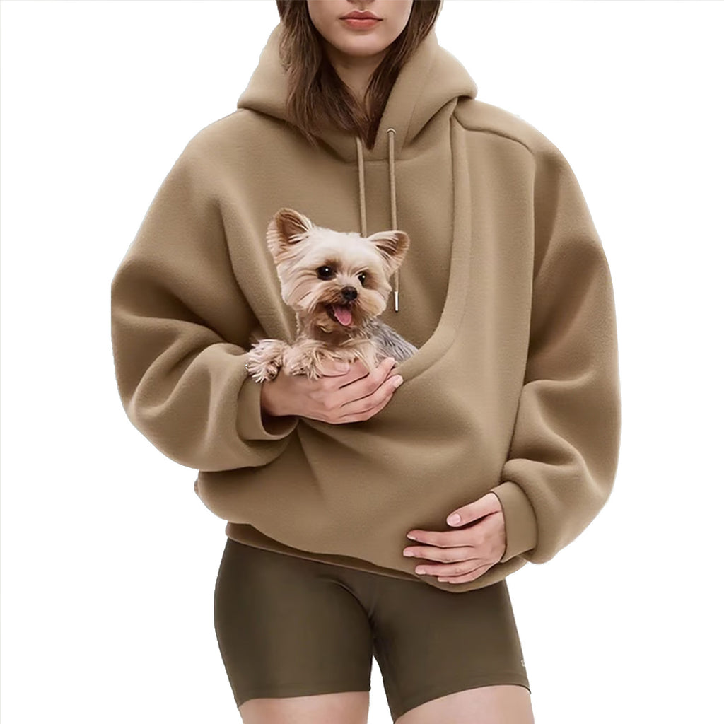 Women's Hooded Pullover Sweatshirt - Loose Fit Top with Front Pet Pocket, Seven Colours, S-XXL - Amora