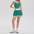Women's Tennis Outfit Set - Sleeveless Top and Skirt with Built-In Support, Five Colours, S-3XL - Amora