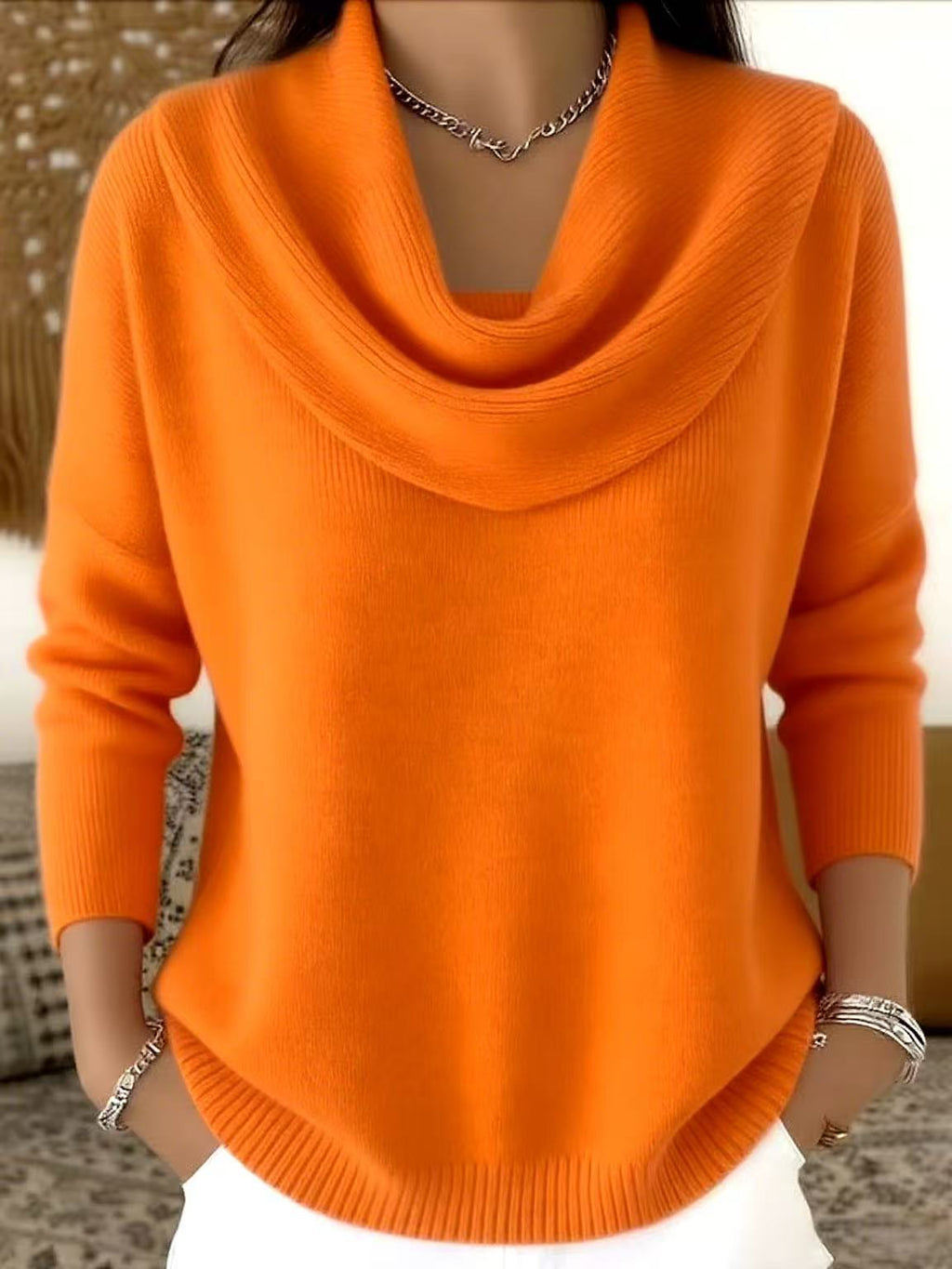Women's Sequin Knit Sweater - Loose Fit Crew Neck Pullover, Twelve Colours, S-5XL - Amora