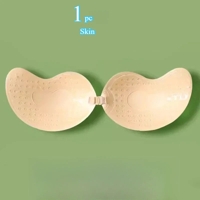 Invisible Push up Bra for Women Backless Strapless Bra Seamless Front Closure Bralette Underwear Silicone Self-Adhesive Bra Pad