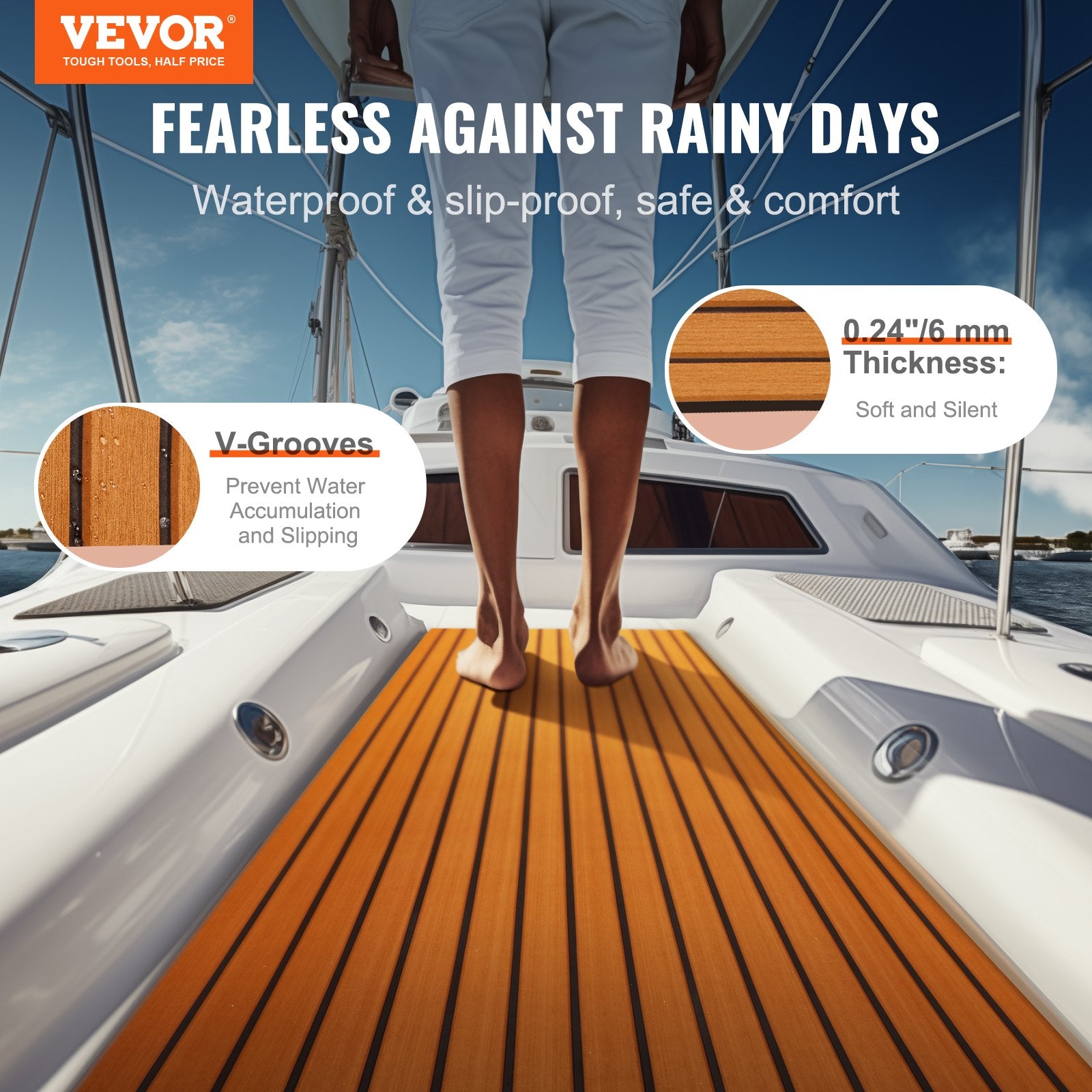 Boat Flooring, EVA Foam Boat Decking 94.5" X 35.4", Non-Slip Self-Adhesive Flooring, 23.2 Sq.Ft Marine Carpet for Boats, Yacht, Pontoon, Kayak Decking