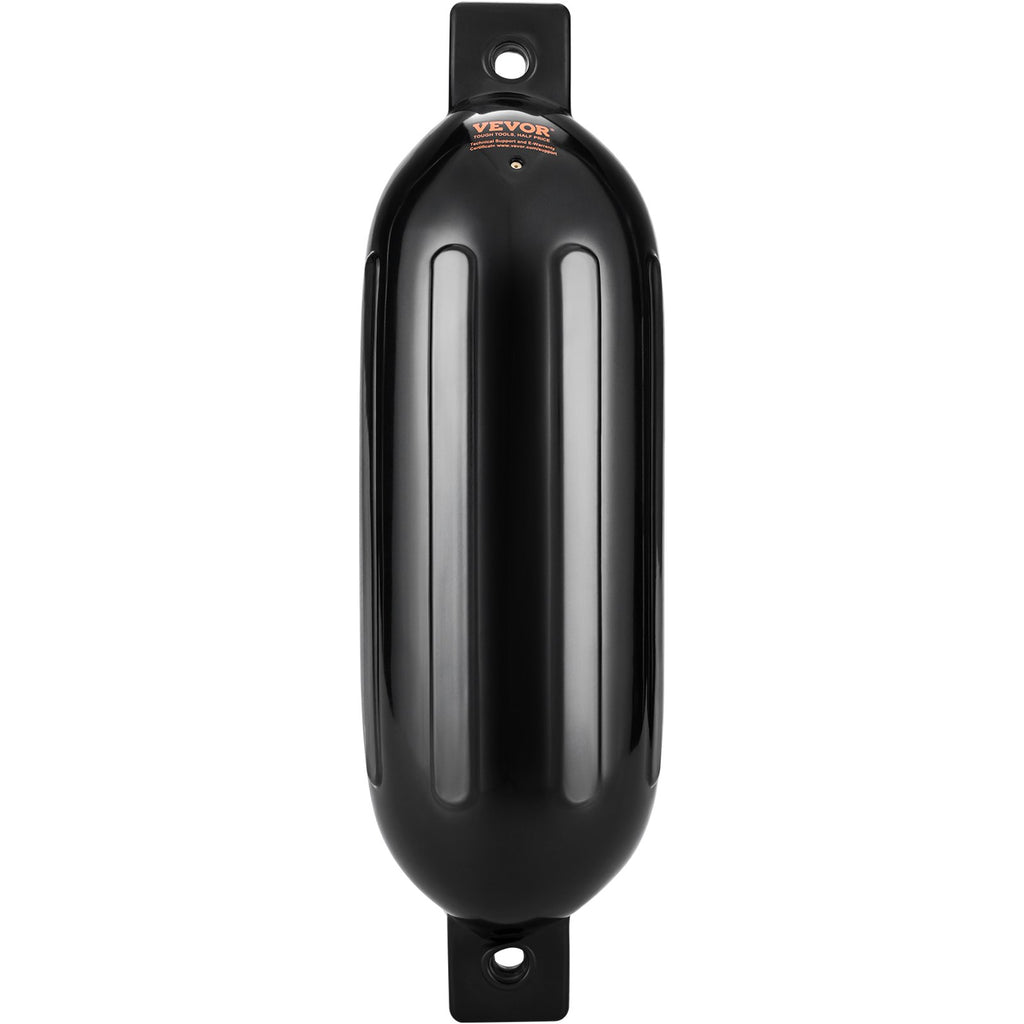 Boat Fenders, 5.5 X 20 Boat Bumpers for Docking, Inflatable Ribbed Fender with Center Holes, Marine Boat Dock Fender Bumper with Air Pump, 4 Needles and 4 Ropes and Storage Bag, Black