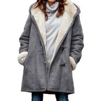 Women's Faux Fur Collar Suede Jacket - Button Front Lapel Jacket with Pockets, Ten Colours, S-5XL - Amora