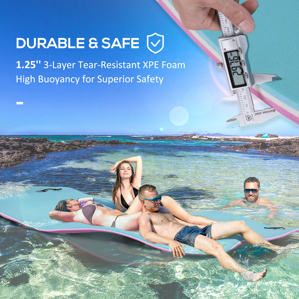 17 X 5 Floating Water Mat, 3-Layer Swimming Pool Float Ultimate Super-Sized Portable Foam Raft, Thick and Durable Water Activities Mat for Lake, Oceans
