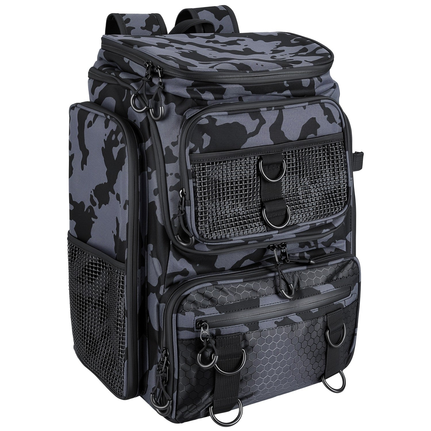 42L 11Gal Fishing Backpack Large Capacity Fishing Tackle Storage Bag with Rod Holders 16 Pocket Water-Resistant with Divider Adjustable Padded Straps for Fishing Gear Outdoor Camping Hiking