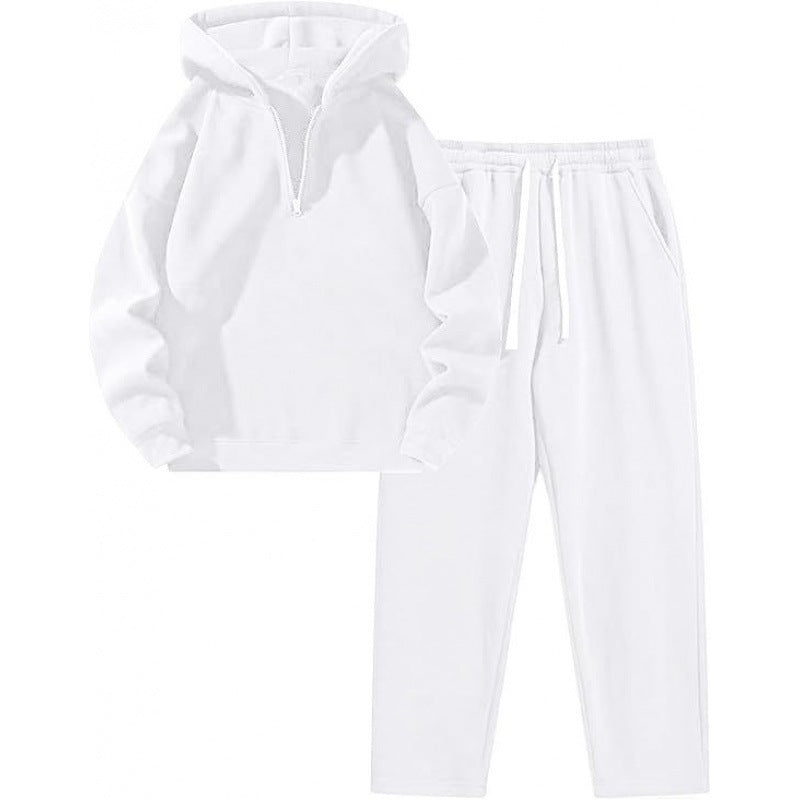 Half Zip Hoodie and Sweatpants Set - Women's Two Piece Tracksuit, Eight Colours, S-3XL - Amora