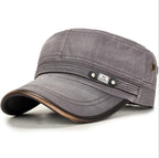 Cotton Flat Cap - Adjustable Short Brim Baker Boy Hat, Blue, Khaki, Black or Brown - Amora