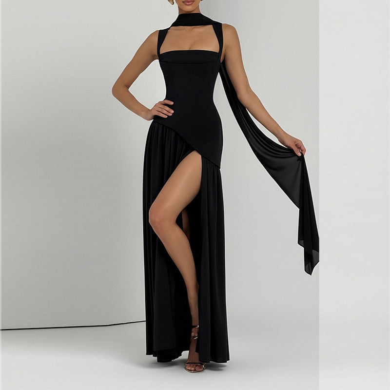 Women's Slit Maxi Dress - Sleeveless High Waist Bodycon Dress, Eight Colours, S-3XL - Amora