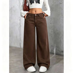 Women's High Waisted Straight Leg Jeans - Retro Washed Loose Denim, Nine Colours, XS-5XL - Amora
