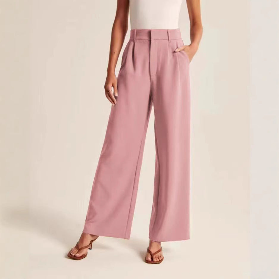 Women's High Waisted Wide Leg Trousers - Belted Pants with Real Back Pockets, Eight Styles, XS-5XL - Amora