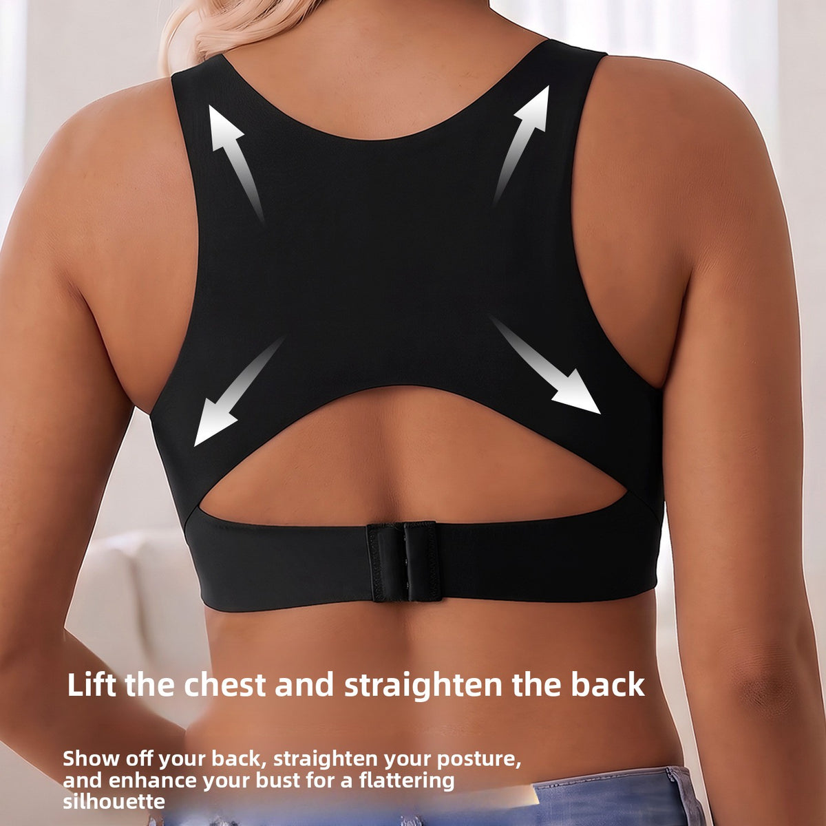 Women's Fixed Cup Sports Bra - High Impact Training Bra, Nude or Black, S-XXL - Amora