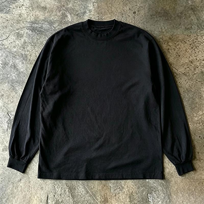 Heavyweight Long Sleeve T-Shirt - 300g Loose Fit Round Neck Tee, M-3XL - Amora