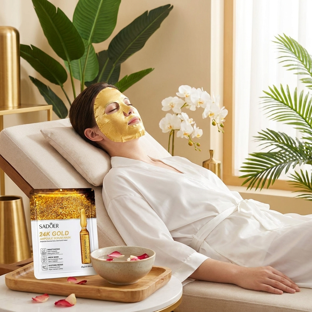 24K gold vitamin C facial mask used in a spa