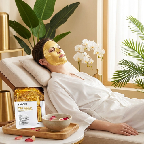 24K gold vitamin C facial mask used in a spa