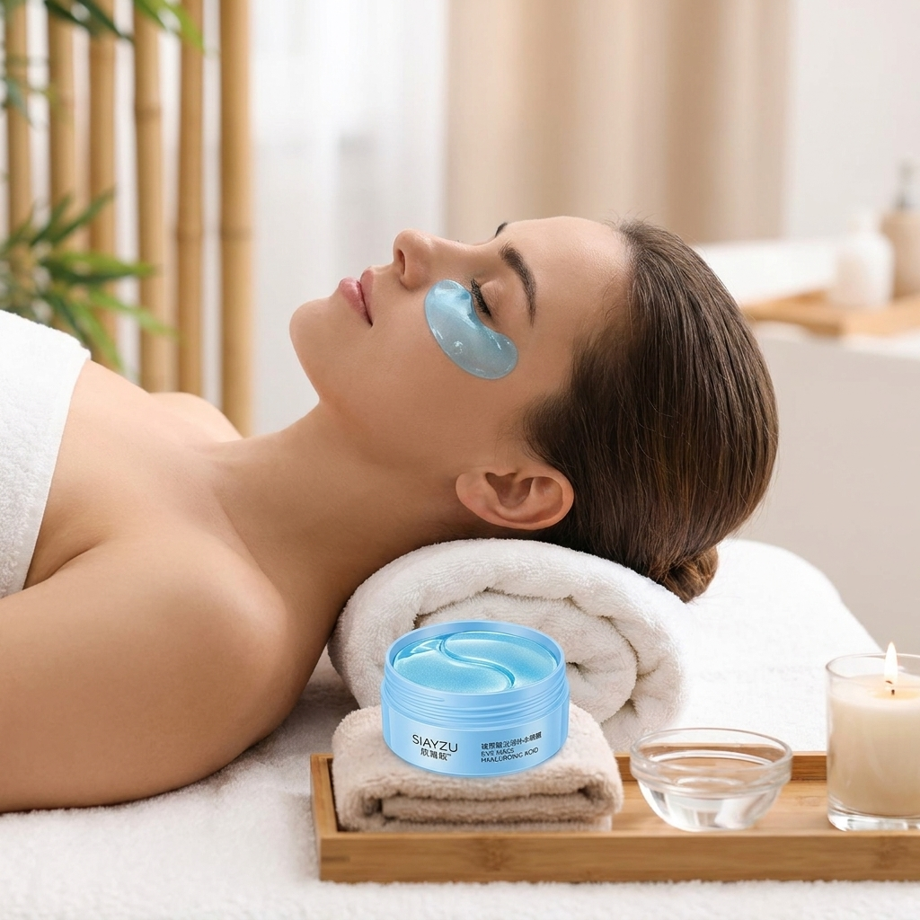 Crystal collagen eye masks used in a spa