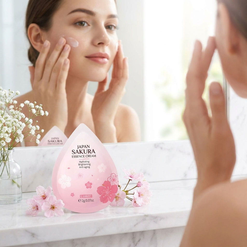 Nicotinamide brightening cream applied to skin