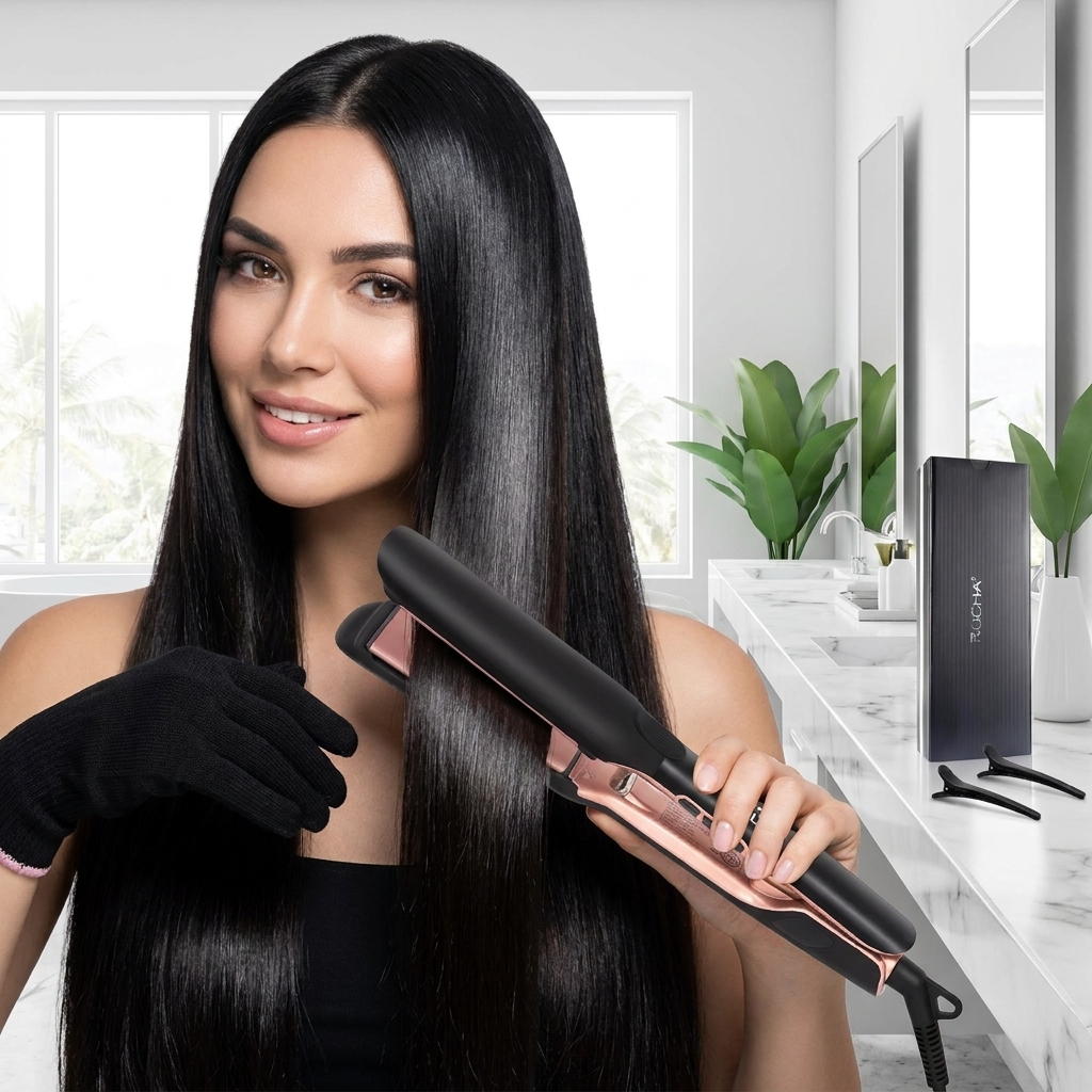 Hair straightener flat iron styling sleek hair