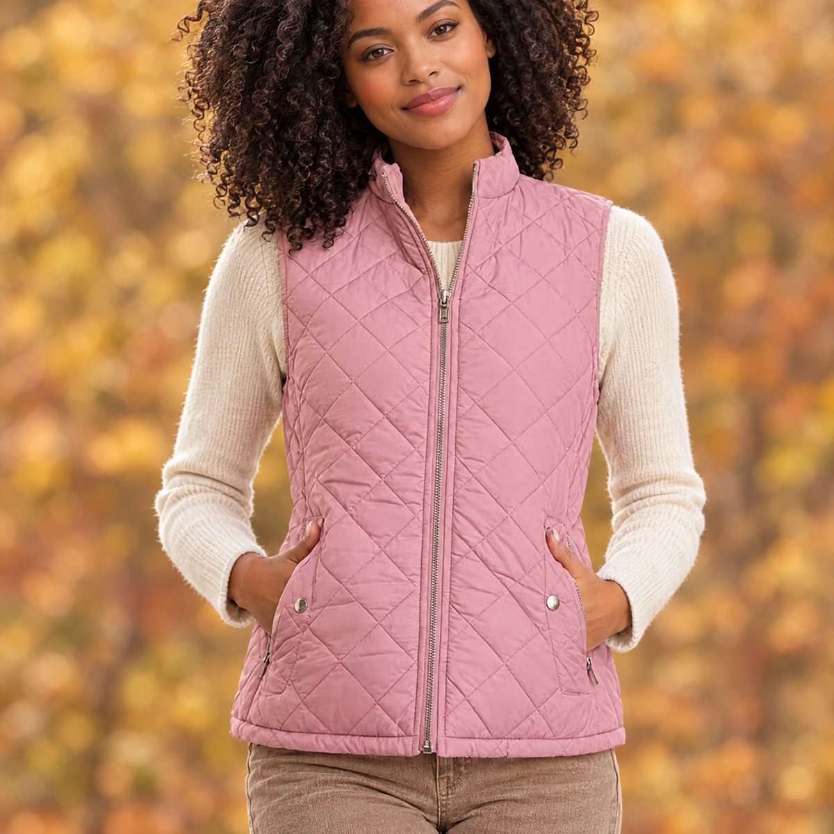 Women's Quilted Stand Collar Vest