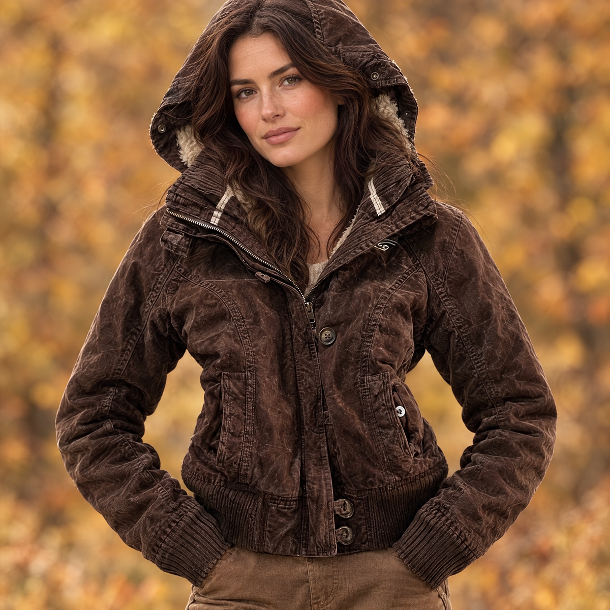 Women's Retro Hooded Fur Collar Jacket