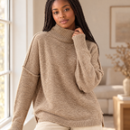 Women's High Neck Wool Blend Sweater