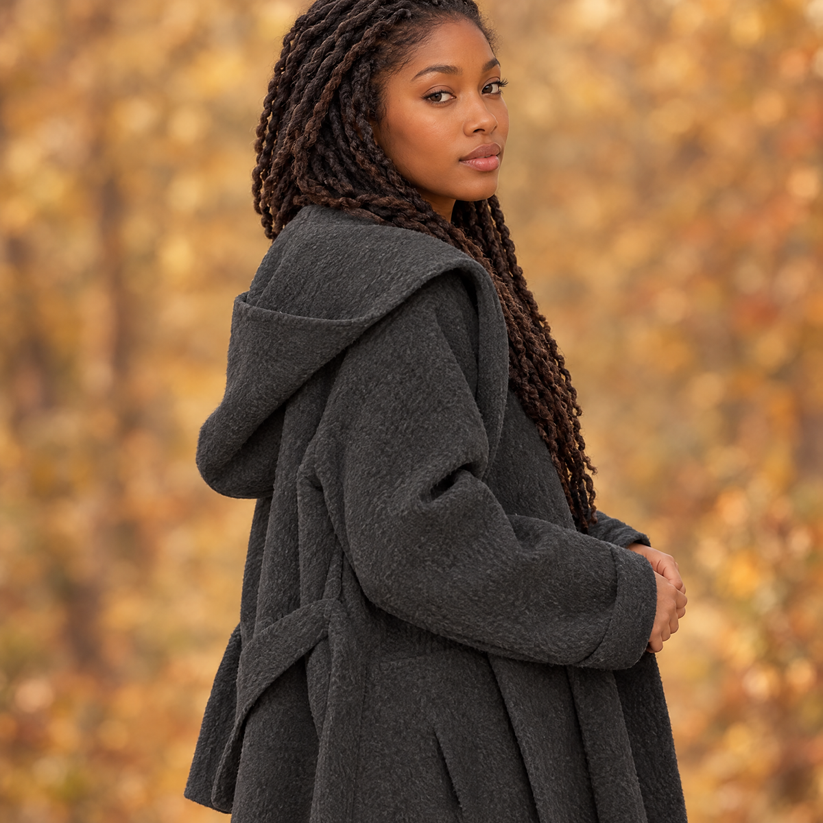 Women's Hooded Lace-Up Coat