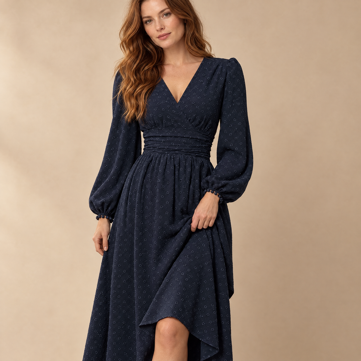 Women's Lantern Sleeve Maxi Dress