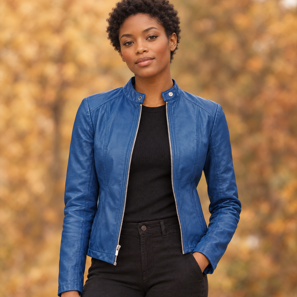 Women's Faux Leather Blazer Jacket