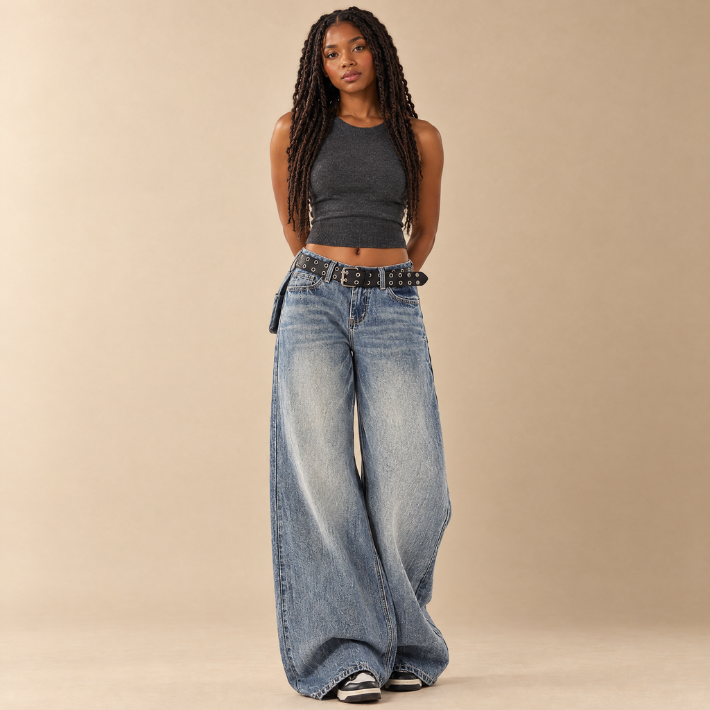 Women's Washed Flared Jeans
