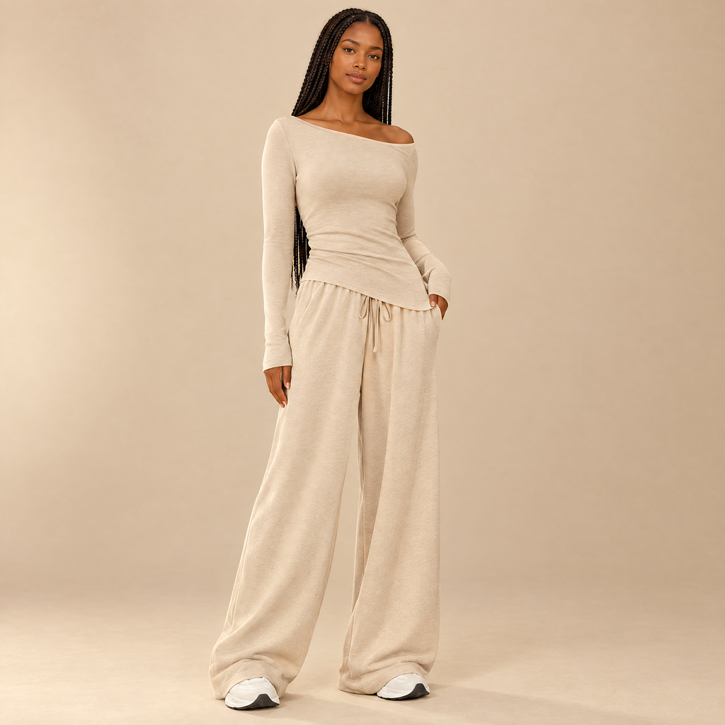 Women's Asymmetric Top and Trouser Set