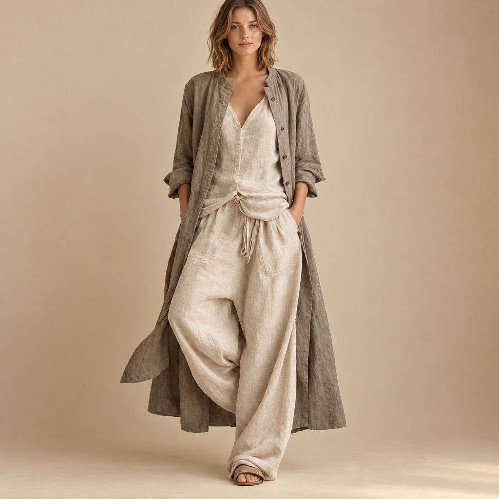 Women's Shirt and Wide Leg Trouser Set