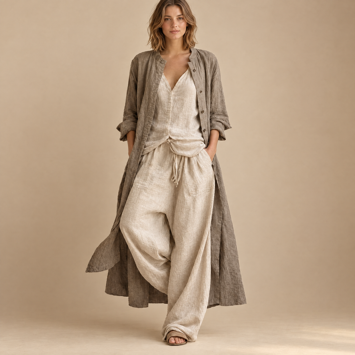 Women's Shirt and Wide Leg Trouser Set