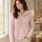 Women's Hooded Cable Knit Cardigan
