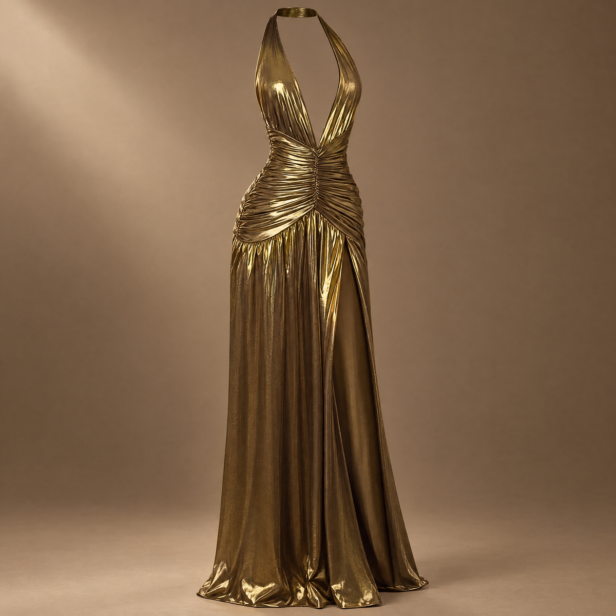 Women's Halter Neck Pleated Maxi Dress