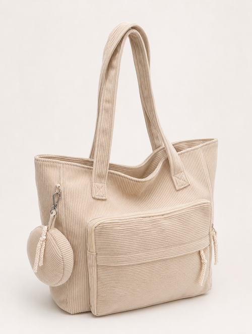 Corduroy Shoulder Tote Bag