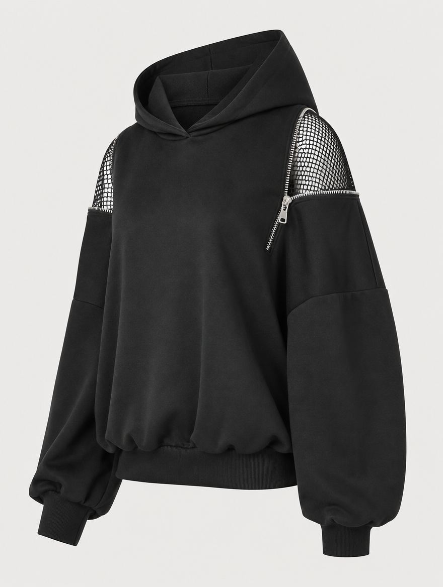 Women's Backless Mesh Hoodie