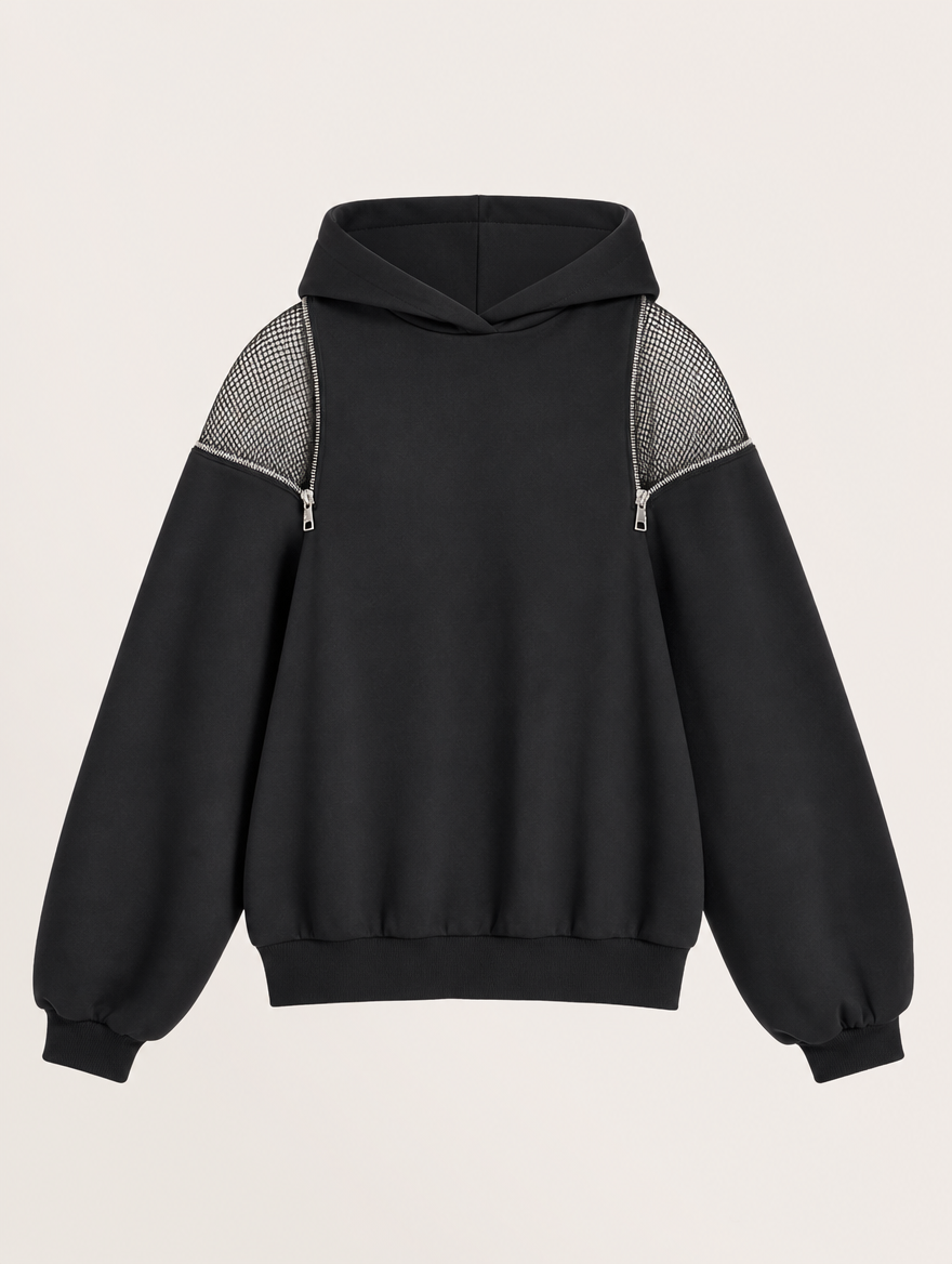 Women's Backless Mesh Hoodie