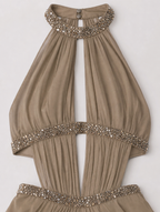 Women's Rhinestone Halter Neck Dress