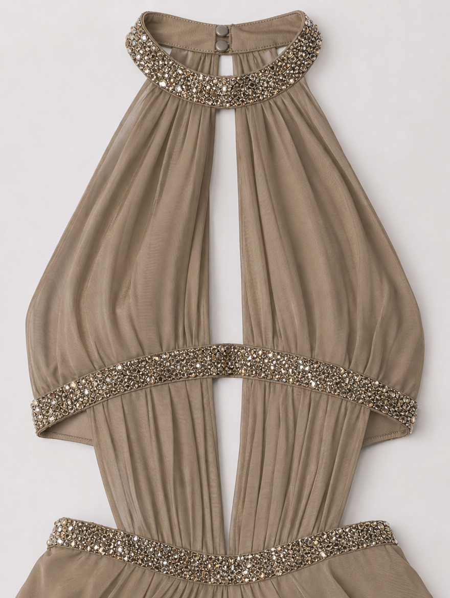 Women's Rhinestone Halter Neck Dress