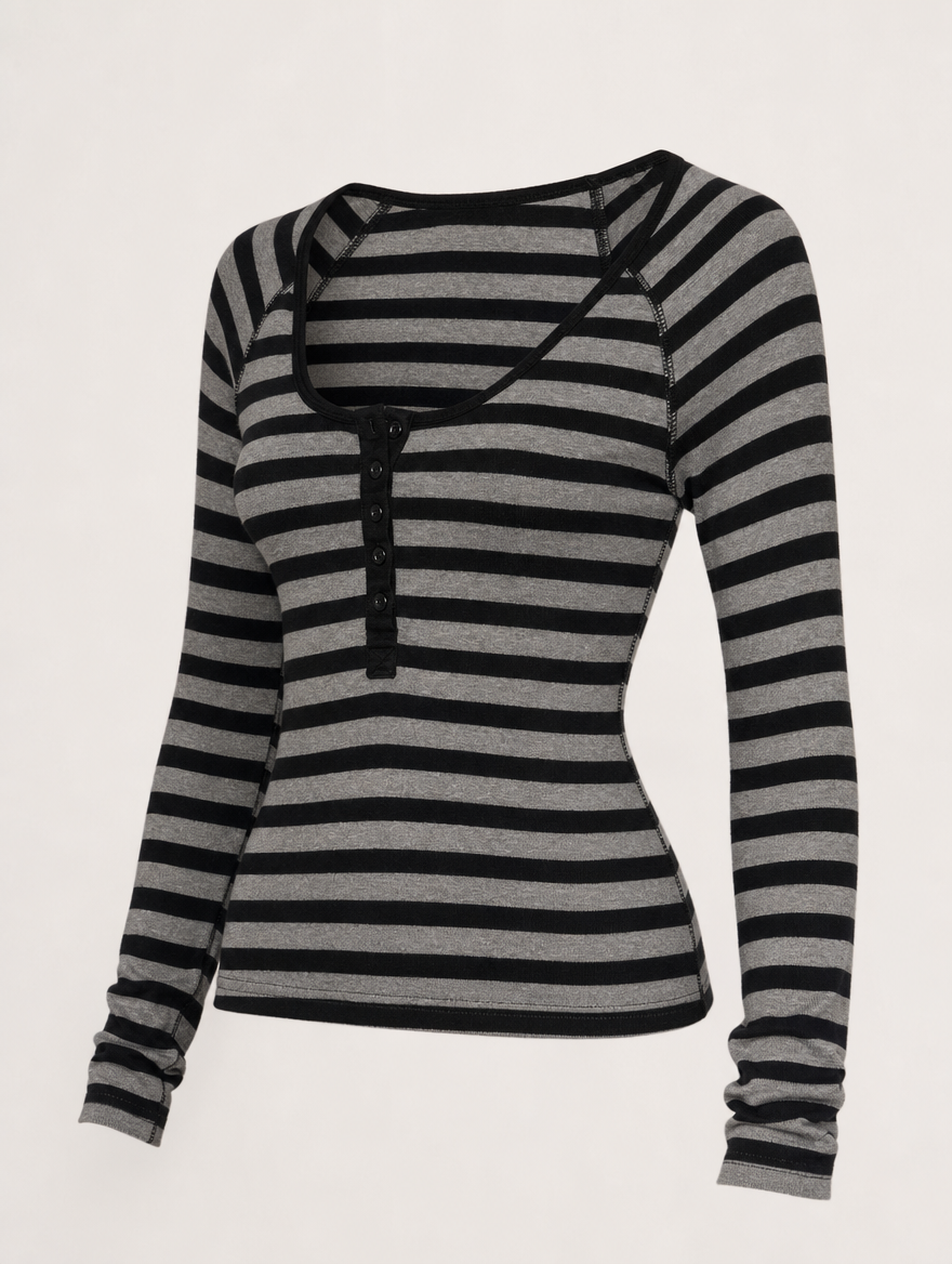 Women's Striped Square Neck Top
