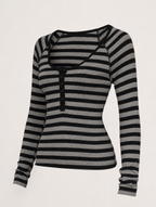 Women's Striped Square Neck Top