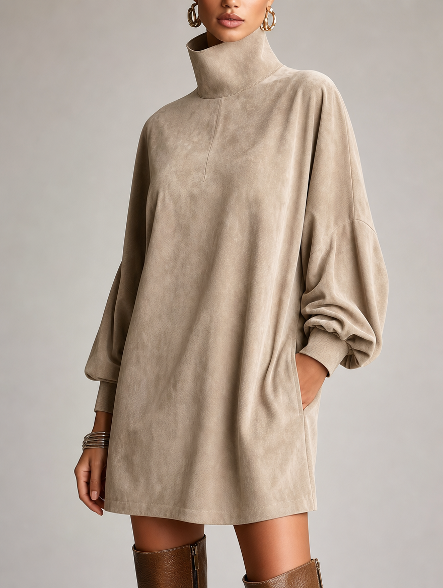 Women's Faux Suede A-Line Dress