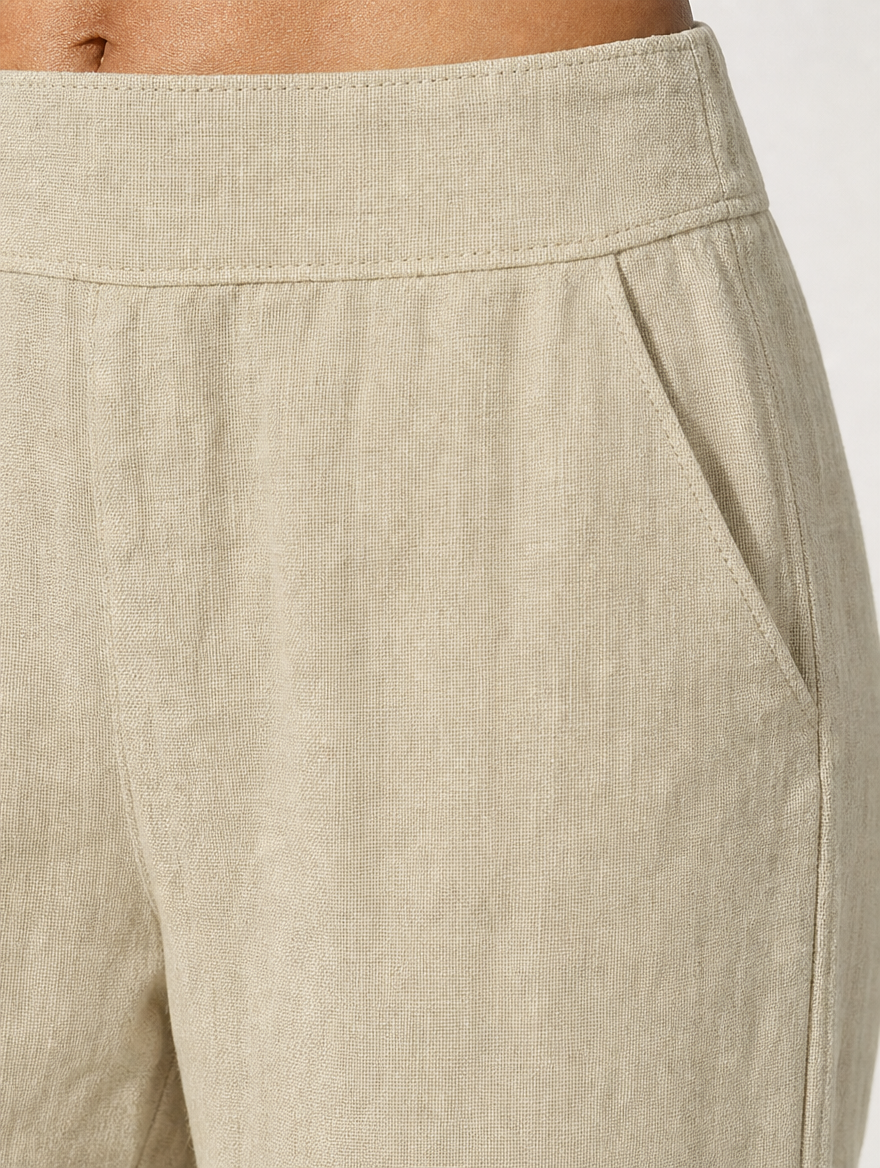 Women's Cotton Linen Cropped Trousers