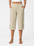 Women's Cotton Linen Cropped Trousers